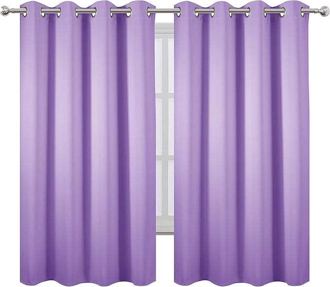 LEMOMO Lavender Blackout Curtains 66 x 63 Inch Length/Set of 2 Curtain Panels/Thermal Insulated Room Darkening Blackout Curtains for Bedroom
