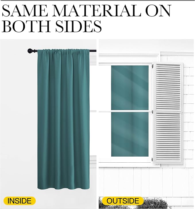 NICETOWN Kitchen Curtains, Privacy & Light Block Out Window Curtains & Drapes for Loft, Cupboard, Cafe (Sea Teal, 34 in x 45 in (W x L), 2 Panels)