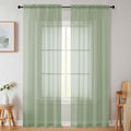 Sage Green Sheer Curtains for Bedroom Living Room 90 Inches Long 2 Panels Set, Soft Airy Light Filtering Sheer Window Treatments, Modern Rod Pocket Curtains Drapes, Each 42" Wx90 L Inch