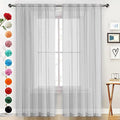 SpaceDresser Basic Rod Pocket Sheer Voile Window Curtain Panels Silver Grey 1 Pair 2 Panels 52 Width 108 Inch Long for Kitchen Bedroom Children Living Room Yard（Silver Grey, 52W x 108L）