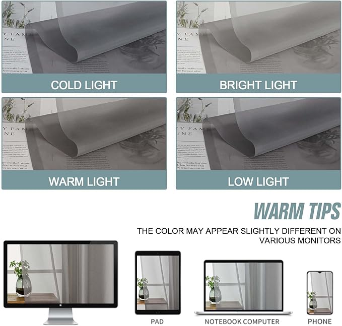 Grey Valances for Windows 14 inch Length 2 Panels, Small Voile Sheer Curtains for Bathroom, Soft Fabric Light Filtering Kitchen Curtains, Dual Rod Pocket, Charcoal Grey, 2x42Wx14L Inches