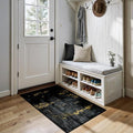 Washable Area Rugs 2'x4' Non-Slip Modern Abstract Soft for Living Room Entryway Bedroom Nursery, Print Pattern, Dark Black Gold