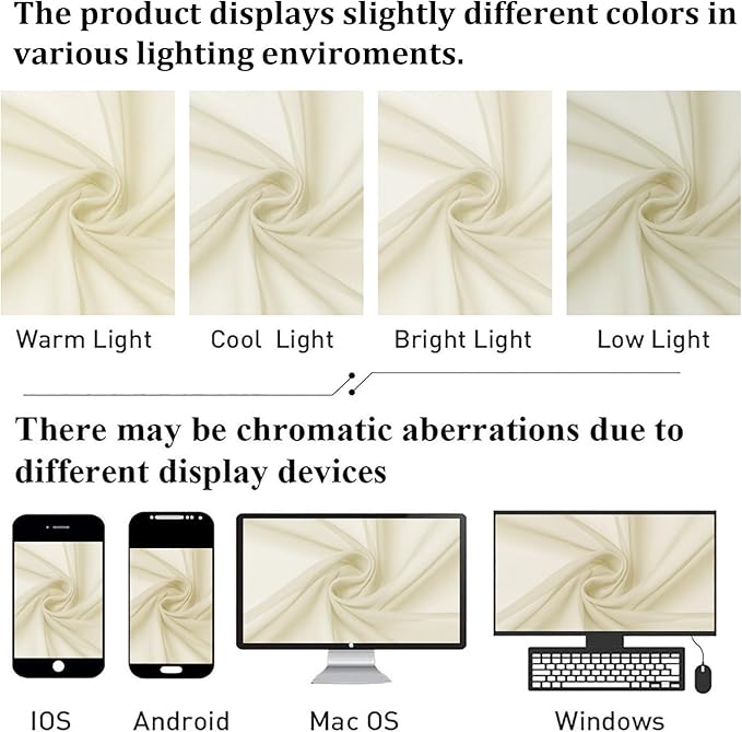 Lecloud Cream Sheer Curtains 68 Inch Length 2 Pcs, Light Filtering Bedroom Curtains for Living Room, Farmhouse Window Voile Soft Rod Pockets Drapes for Bathroom Home Office, Each Panel 42" W x 68" L