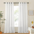 NICETOWN White Linen Curtains 144 inch Length 2 Panels, Grommet Linen Weave Curtains & Drapes Privacy with Light Filtering Window Treatments for Bedroom/Living Room, W52 x L144, 2 Panels