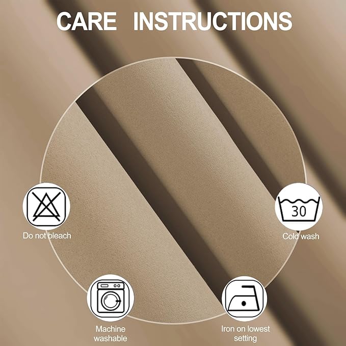 LEMOMO Blackout Curtains 66 x 54 Inch Long Natural Curtains Set of 2 Panels Room Darkening Curtains for Bedroom and Living Room