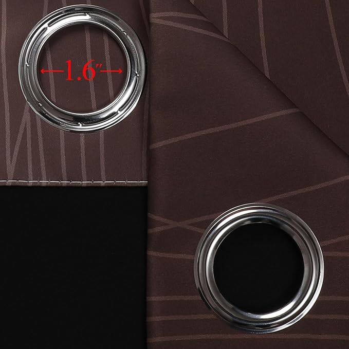 Estelar Textiler Brown and Greyish White Blackout Curtains 45 Inch Length, Full Light Blocking Gradient Drapes for Kitchen, Thermal Insulated Grommet Ombre Curtains for Bathroom,52Wx45L,2 Panels