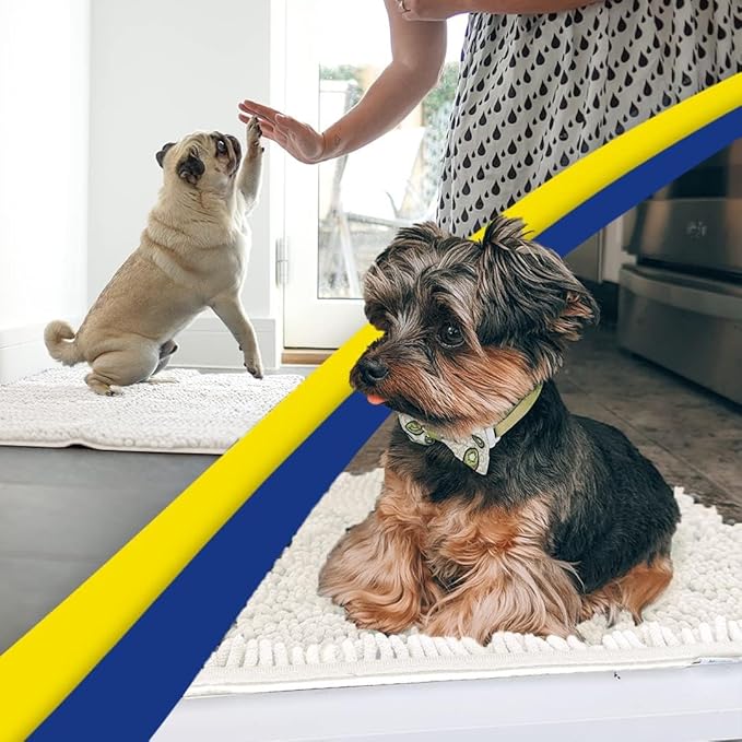 Muddy Mat® | Super Absorbent Door Mat Indoor, Microfiber Quick Dry Chenille Entryway Rug, Non-Slip Front Door Mat, Indoor Mats for Entryway, Machine Washable Pet Rug, White 30"x19"