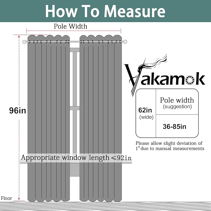 Yakamok Blackout Curtains Room Darkening Thermal Insulated Window Panels,Solid Grommet Top Drapes for Bedroom/Living Room(62Wx96L, Natural, 2 Panels)