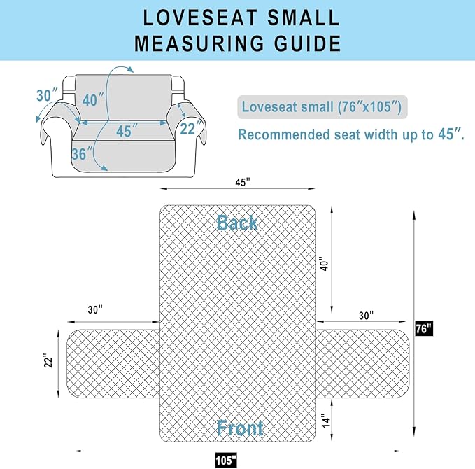 Reversible Loveseat Sofa Covers Couch Cover Furniture Protector(Loveseat Small,Chocolate/Beige)