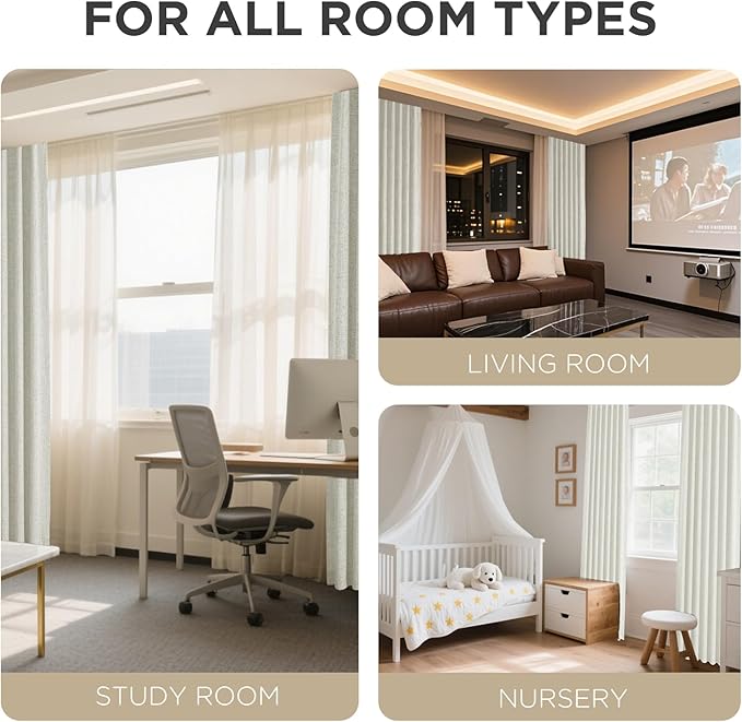 Joydeco Blackout Curtains for Bedroom - 100% Light Blocking 2 Panels Light Beige Drapes 37"W x 96"L, Thermal Insulated Room Darkening Curtains, Linen Textured for Living Room, Rod Pocket & Back Tabs