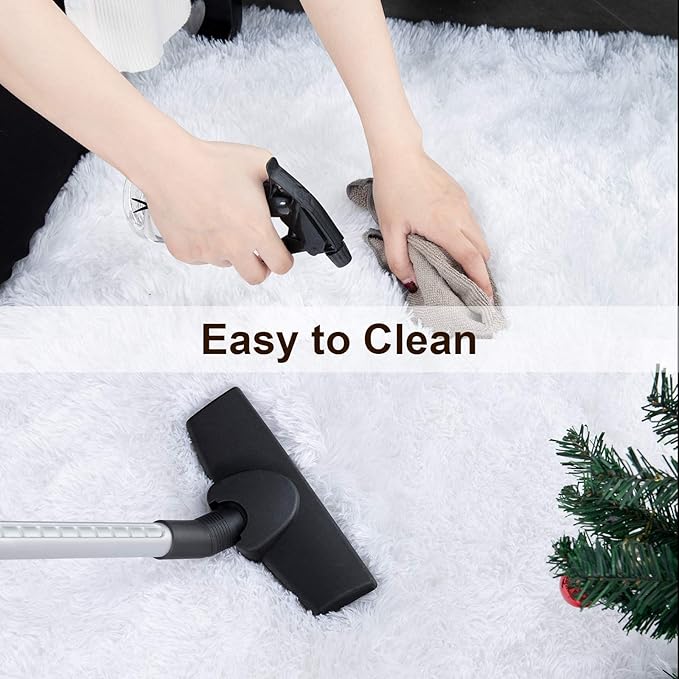 TWINNIS Super Soft Shaggy Rugs Fluffy Carpets 9x12 Feet, Indoor Modern Plush Area Rugs for Living Room Bedroom Kids Room Nursery Home Decor, Upgrade Anti-Skid Fuzzy Rug, White