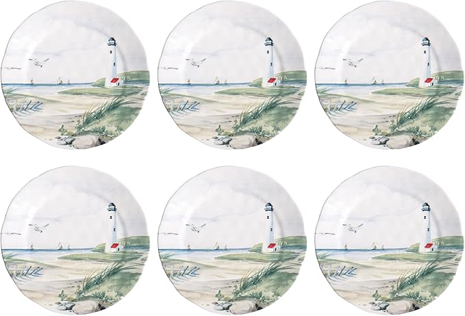 By the Shore Set of 6 Melamine Salad Plates, 8.5"
