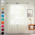 youleyar Solid Sheer Rod Pocket Curtain Voile Draperies 2 Panels White Beige Black Grey Coffee 38 Inch Width 84 Inch Long 1 Pair for Kitchen Bedroom Children Living Room Yard(Ivory,38Wｘ83L)