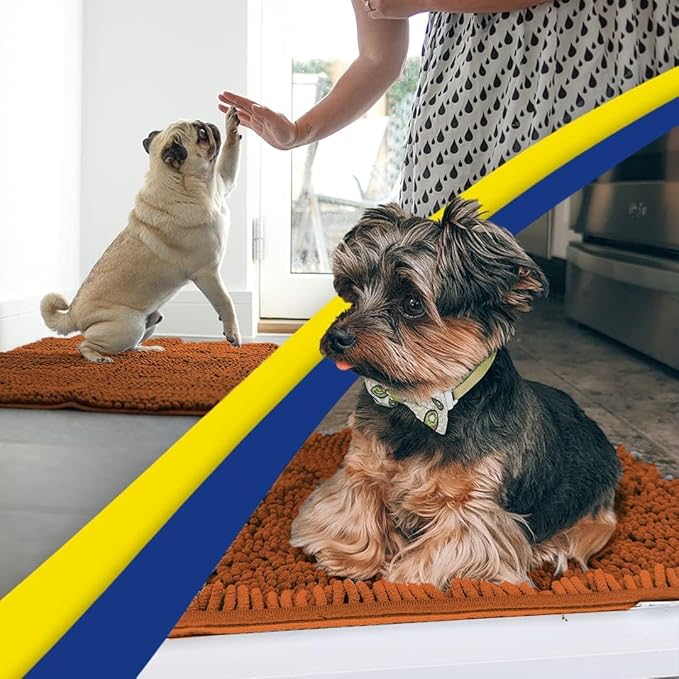 Muddy Mat® | Super Absorbent Door Mat Indoor, Microfiber Quick Dry Chenille Entryway Rug, Non-Slip Front Door Mat, Indoor Mats for Entryway, Machine Washable Pet Rug, Orange 36"x60"