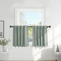 PONY DANCE Short Curtains for kinchen, Half Drapes for Bathroom Window, loft Curtain Tiers for Basement Shades, Width 29 x Length 30 inches, Sage Green, 2 Pieces