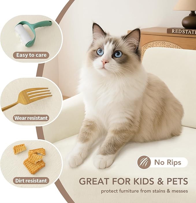 Boho Chenille Couch Cover for Dogs, Non Slip Sofa Cover, Couch Slipcover Covers for 3 Cushion, Furniture Protector with Tassels for Pets Washable, 71"x118", Fishbone Grey