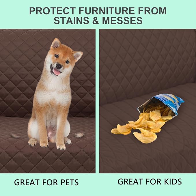 Recliner Chair Covers Reversible Sofa Couch Cover for Pets Lazy Boy Furniture Protector(23''Chair,Chocolate/Beige)