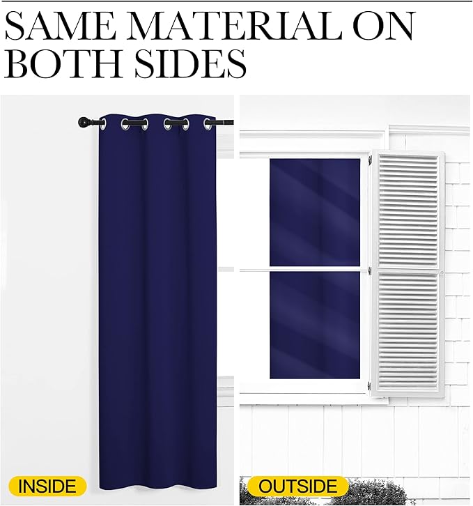 NICETOWN Navy Blue Blackout Curtains 90 inches Length for Living Room, 2 Panels, 55" Wide, Thermal Insulated Long Drapes for Large Window