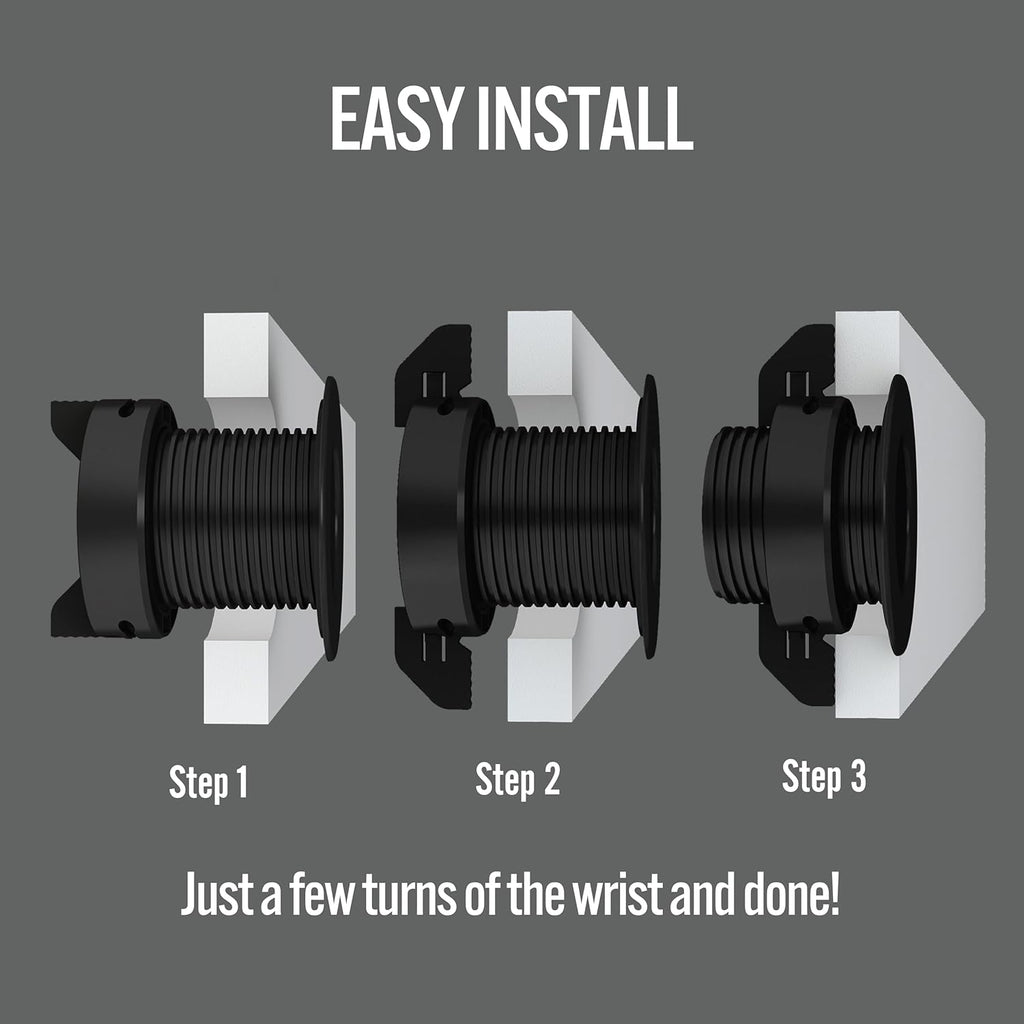 (1-Pack Black) Cable, Wire & Cord Management - Self Locking Grommet with Cover for Walls, Ceilings, Desks, Used for All Surfaces 3/8” to 1” Thick, Made in USA