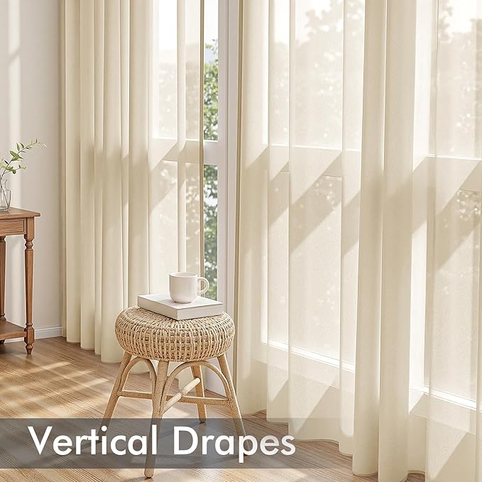MIULEE Cream Sheer Curtains 63 Inches Long, 4 Panels Set, Light Filtering Rod Pocket Voile Drapes for Living Room and Bedroom, Airy Soft Fabric Window Treatments, 42 x 63 Inches