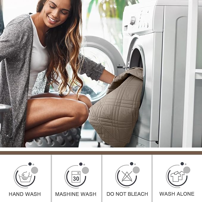 TAOCOCO 100% Waterproof Recliner Sofa Covers, Non Slip Split Couch Covers for Reclining Couches with Elastic Strap, Washable Reclining Sofa Cover Furniture Protector (3 Seater, Gray Taupe)