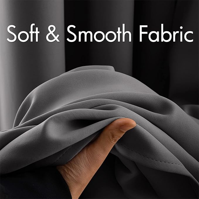 MIULEE Blackout Curtains 96 Inches Long for Bedroom Living Room Thermal Insulated Room Darkening Grommet Top Solid Light Blocking Drapery Set of 2 Window Panels Grey