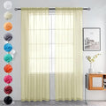 youleyar Solid Sheer Rod Pocket Curtain Voile Draperies 2 Panels White Beige Black Grey Ivory 52 Inch Width 63 Inch Long 1 Pair for Kitchen Bedroom Children Living Room Yard (Sage Green,52Wｘ63L)