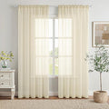 MIULEE 2 Panels Solid Color Light Cream Sheer Window Curtains Elegant Window Voile Panels/Drapes/Treatment for Bedroom Living Room (54 X 72 Inches Light Cream)