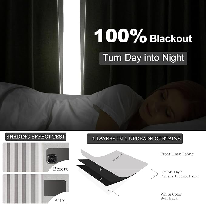 Topfinel Blackout Curtains 72 Inches Extra Wide for Living Room Large Window Treatment Modern Bedroom Window Curtain 84 Inch Long Thermal Room Darkening Heavy Drapes Grey Beige(72" W x 84" L 1 Panel)