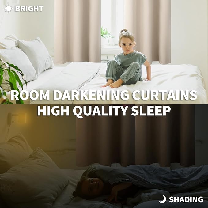 BGment Blackout Curtains - Grommet Thermal Insulated Room Darkening Bedroom and Living Room Curtains, Set of 2 Panels (70 x 63 Inch, Champagne)