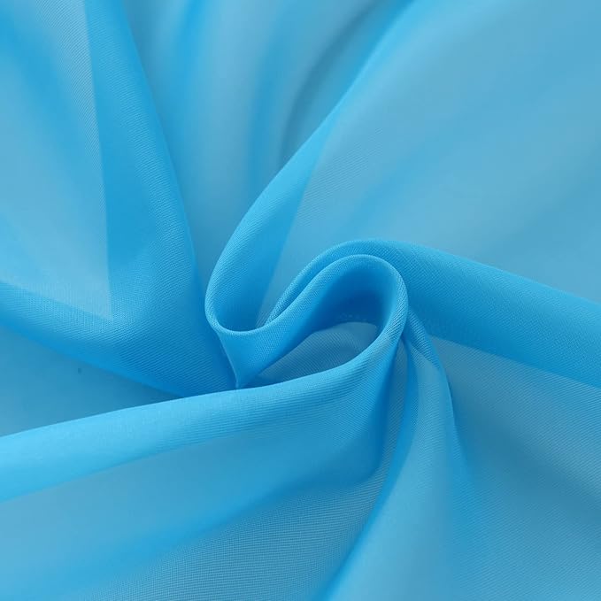 SpaceDresser Basic Rod Pocket Sheer Voile Window Curtain Panels Cyan Blue 1 Pair 2 Panels 52 Width 63 Inch Long for Kitchen Bedroom Children Living Room Yard(Cyan Blue,52 W x 63 L), adult