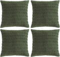 Fancy Homi 4 Packs Boho Olive Green Decorative Throw Pillow Covers 26x26 Inch for Couch Bed Sofa, Rustic Modern Farmhouse Home Decor, Soft Plush Corduroy Cute Square Cushion Case 66x66 cm