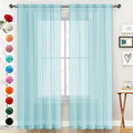 SpaceDresser Basic Rod Pocket Sheer Voile Window Curtain Panels Sky Blue 1 Pair 2 Panels 52 Width 108 Inch Long for Kitchen Bedroom Children Living Room Yard（Sky Blue, 52W x 108L）