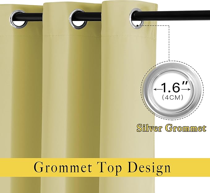 NICETOWN Paler Yellow Room Darkening Doorway Curtains 78 inch Length 2 Panels, Grommet Light Reducing Thermal Insulated Privacy Door Curtains Window Treatments for Bedroom, W52 x L78