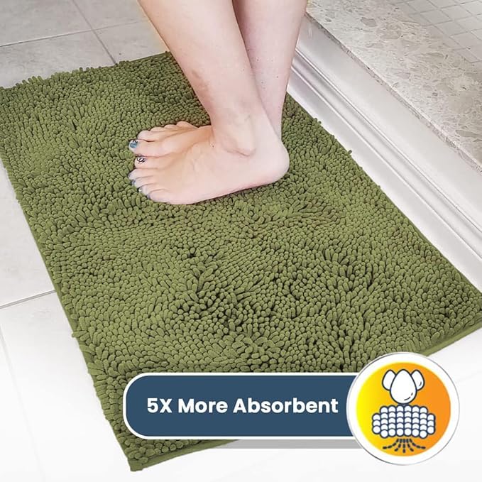 Muddy Mat® | Super Absorbent Door Mat Indoor, Microfiber Quick Dry Chenille Entryway Rug, Non-Slip Front Door Mat, Indoor Mats for Entryway, Machine Washable Pet Rug, Army Green 36"x60"
