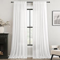 White Curtains 105 inches Long 2 Panels Back Tab Light Filtering Cotton Textured Curtain Modern Farmhouse Coastal Decor Off White Linen Drapes 105 inch Length for Patio Sliding Door Office Bedroom