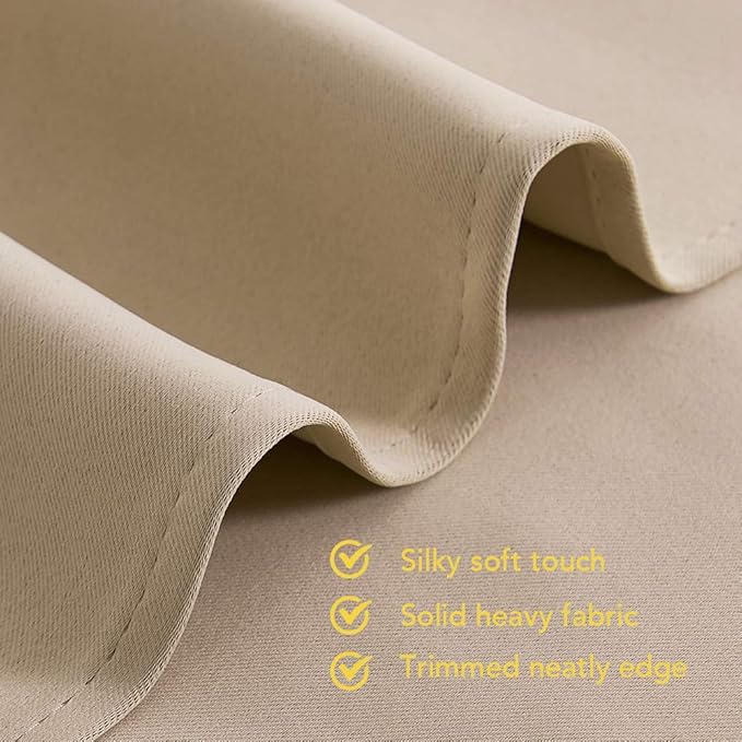 NICETOWN Room Darkening Curtain Panels for Cafe, Thermal Insulated Grommet Room Darkening Draperies/Drapes for Window (Biscotti Beige, 2 Panels, W70 x L63 -inch)