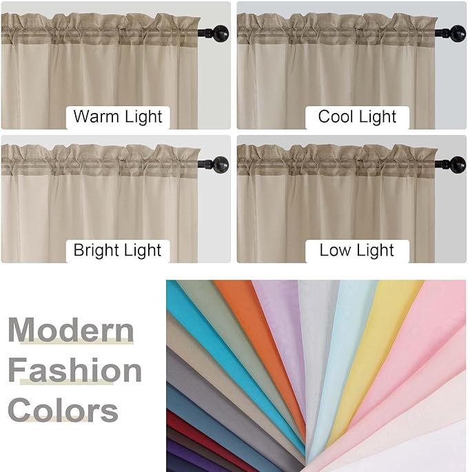 Taupe Sheer Curtain for Bedroom Living Room 78 Inches Long 2 Panels Set, Solid Soft Airy Light Filtering Sheer Window Curtains, Modern Rod Pocket Door Curtain, Taupe, 42" Wx78 L Inches