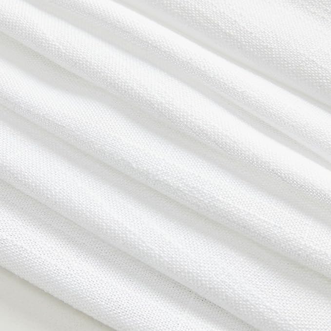 MYSKY HOME White Linen Sheer Curtains 63 inch length Light Filtering Semi Sheer Curtains for Bedroom Short Window Treatment Privacy Protect Drapes Set, Back Tab Boho Farmhouse Soft, 50" Wide, 2 Panels