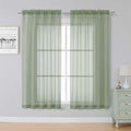 Simplebrand Sage Green Sheer Curtains, 63" Length, 2 Panels Set - Light Filtering, Rod Pocket Window Curtains for Bedroom (Sage Green, 59" W x 63" L)