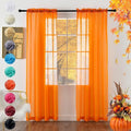 youleyar Solid Sheer Rod Pocket Curtain Voile Draperies 2 Panels Orange Beige Black Grey Coffee 70 Inch Width 84 Inch Long 1 Pair for Kitchen Bedroom Children Living Room Yard(Orange,70Wｘ84L)