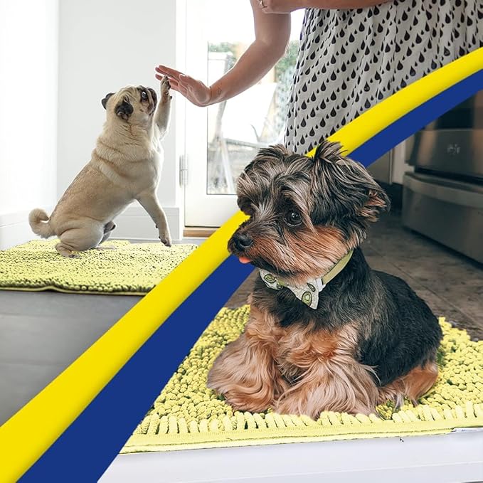 Muddy Mat® | Super Absorbent Door Mat Indoor, Microfiber Quick Dry Chenille Entryway Rug, Non-Slip Front Door Mat, Indoor Mats for Entryway, Machine Washable Pet Rug, Yellow 36"x60"