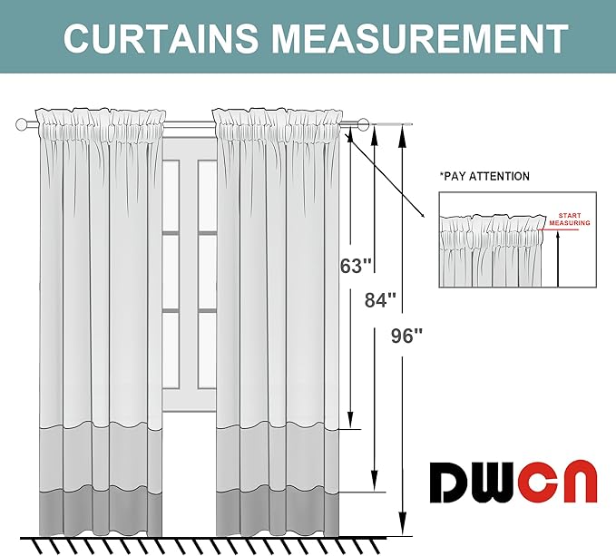 DWCN Blackout Curtains for Bedroom - Thermal Insulated Privacy Energy Saving Rod Pocket Drapes for Living Room, W 38 x L 63 Inch, Greyish White, Set of 2