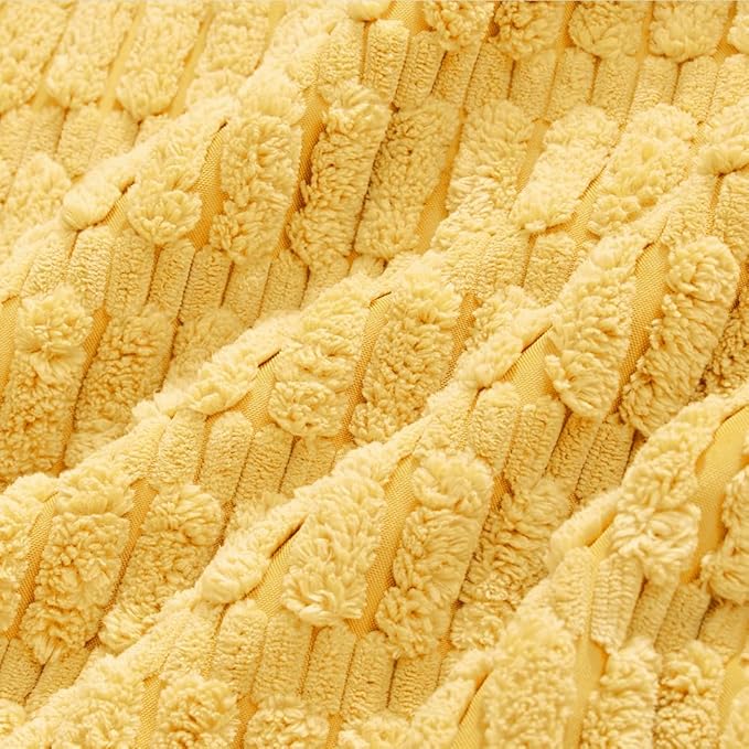 Fancy Homi 4 Packs Yellow Big Decorative Throw Pillow Covers 24x24 Inch for Living Room Couch Bed Sofa, Fall Farmhouse Boho Home Decor, Soft Striped Corduroy Square Cushion Case 60x60 cm
