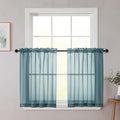 Dusty Blue Kitchen Curtains 30 Inch Length Tier 2 PCS, Solid Soft Half Curtains for Windows, Dusty Blue Sheer Rod Pocket Drapes for Bathroom Basement Small Window Curtain, 42" Wx30 L Inches