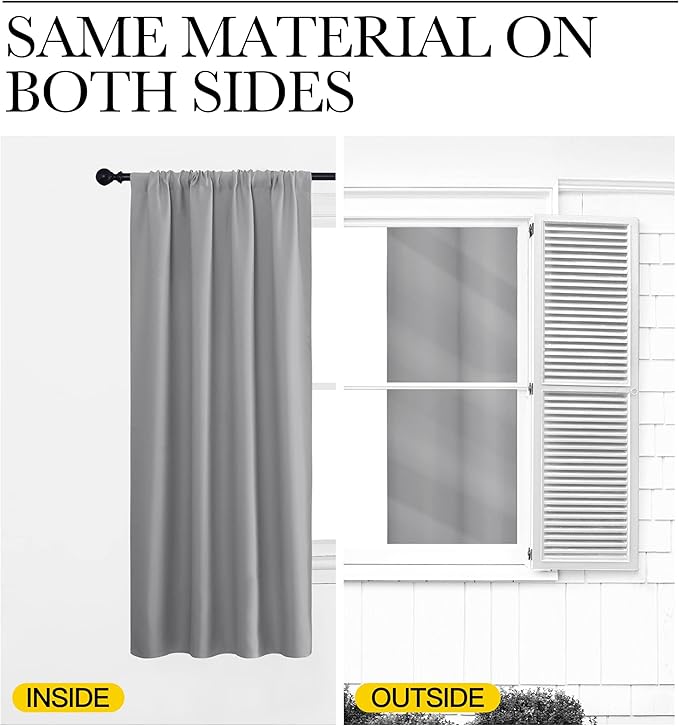 NICETOWN Short Curtains for Small Window - Home Decoration Thermal Insulated Rod Pocket Blackout Blinds & Drapes for Small Windows (Silver Grey, 2 Panels, W34 x L54 -Inch)