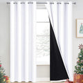 Yakamok 2 Thick Layers Pure White 100% Completely Blackout Curtains Thermal Insulated Room Darkening Drapes for Bedroom(52Wx84L, Pure White, One Pair)