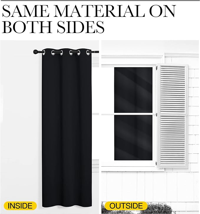 NICETOWN Halloween Patio Blackout Curtain Shades, 2 Panels, 55 inches x 108 inches, Black, Summer Home Decoration Thermal Insulated Grommet Blackout Draperies/Drapes for Kitchen