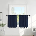 Pony Dance Short Drapesfor Kinchen, Half Drapes for Bathroom Window, Privacy Curtain Tiers for Basement Windows, loft Curtain Tiers for Bedroom, 34x36 Inch, Navy Blue, 2 Panels