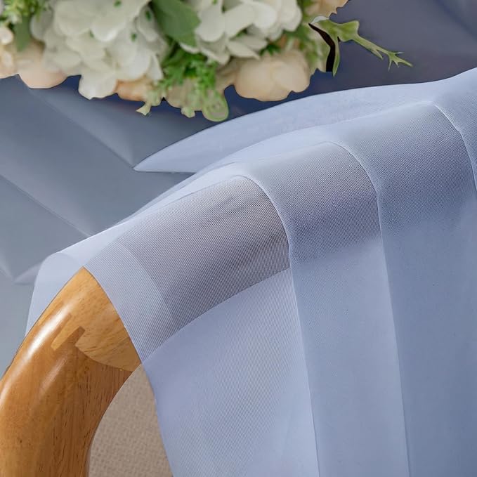 Lecloud Denim Blue Sheer Curtains 63 Inch Length 2 Panels, Light Filtering Voile Bedroom Curtains with Rod Pocket, Airy Farmhouse Window Drapes for Living Room Dining Room, Each Panel 42" W x 63" L